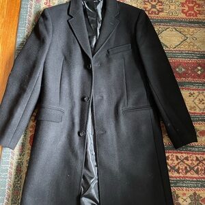 J. Crew Factory Long Black Wool Blend Top Coat/Overcoat
